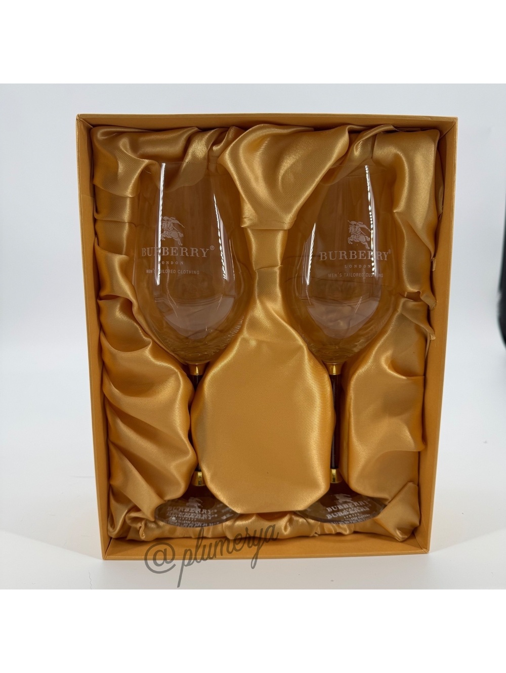 Burberry London Wine Glasses Set of Two New in Gift Box